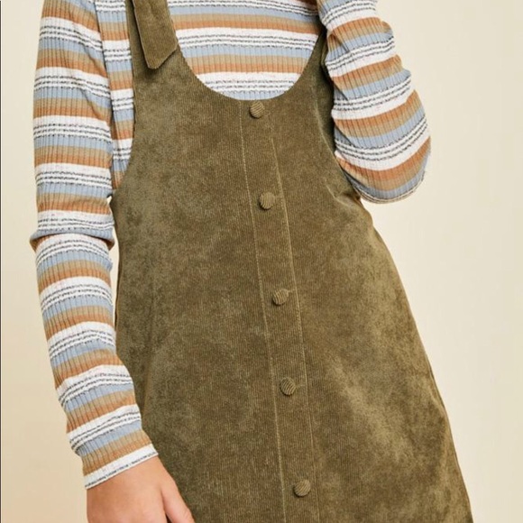 Olive Me Corduroy Overall Dress - SOLD OUT - Picture 1 of 2